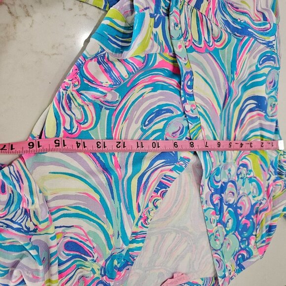 Lilly Pulitzer Emilia Wrap Dress Multi Guilty Pleasure Print 3/4 Sleeve Small - Picture 13 of 13